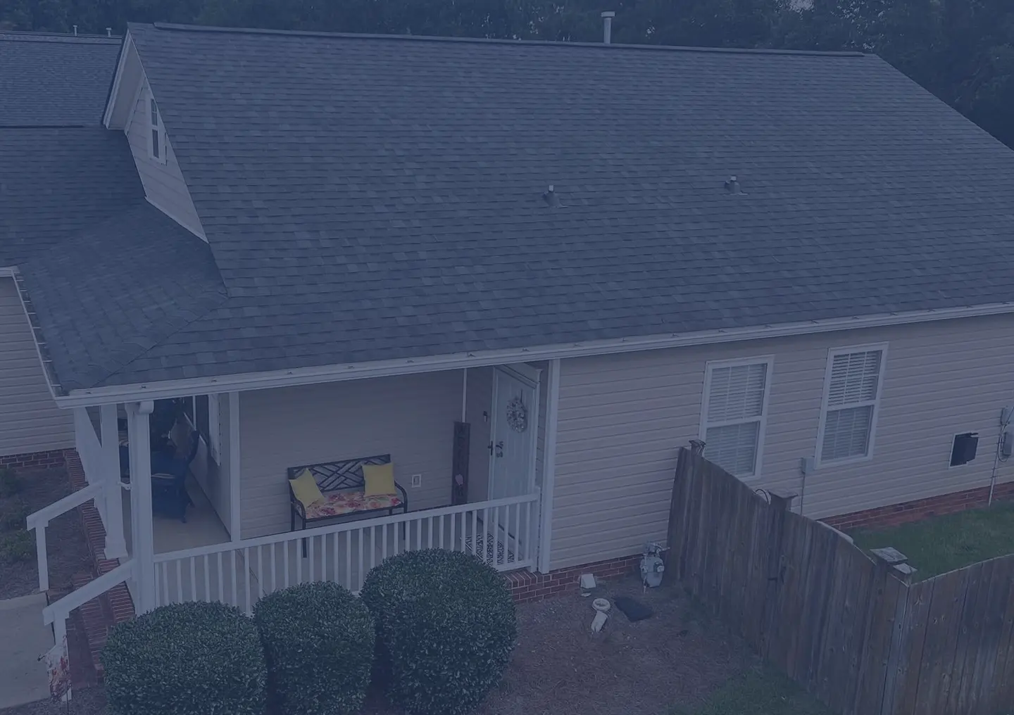 Aerial view of a newly installed roof in Columbia, SC